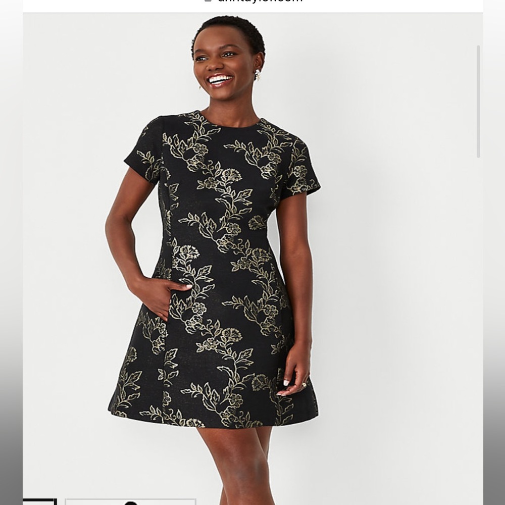 Shimmer Brocade Flare Pocket Dress
